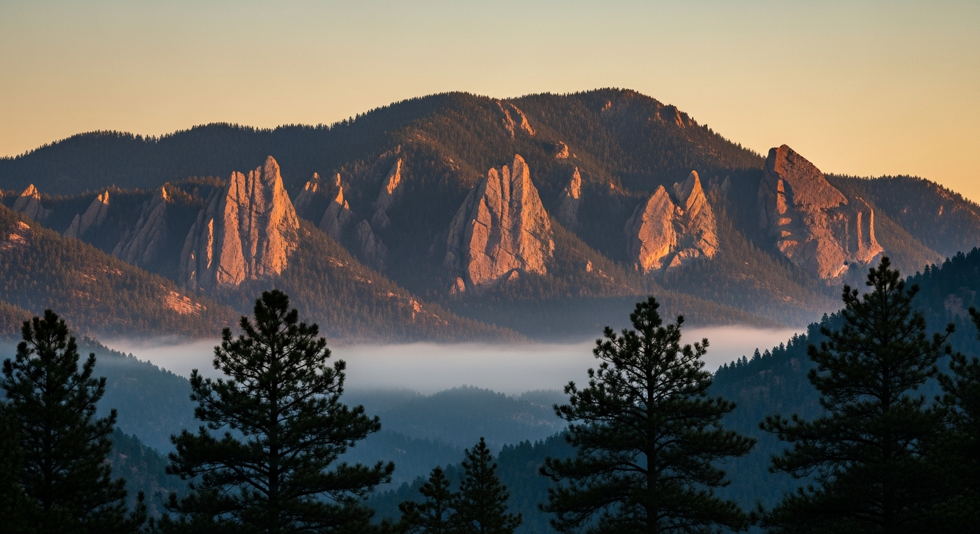 Boulder, Colorado mountains at sunrise